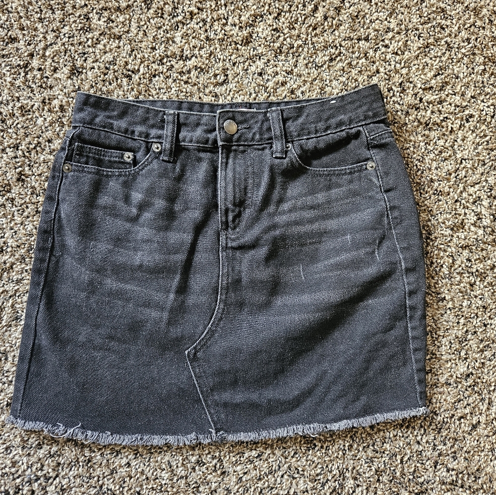 Black Denim Mini Skirt